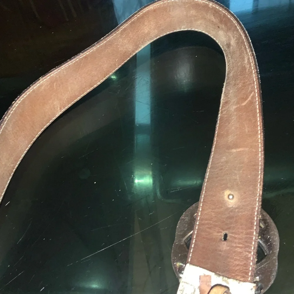 Gucci Brown Monogram Belt. Needs restoration. Selling as is. Sz. 38 - Picture 3 of 7